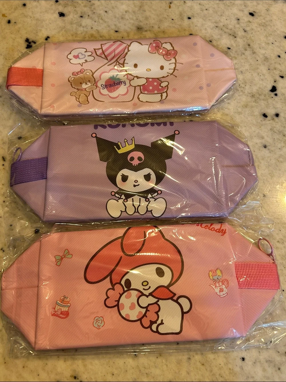 Kawaii Sanrio Pink Character Pencil/Make up Cases-Hello Kitty, Kuromi, My Melody